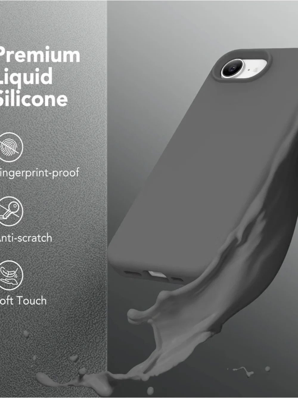 Protective Silicone iPhone 17e/16e Case - Charcoal Gray